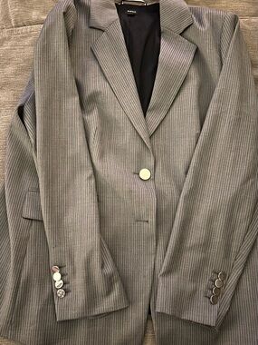 boss Jabielle6 Wool Blazer Classic Pinstripe-Double Button Blazer in Gray